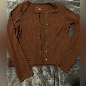 American Eagle Orangey Brown Button Up/Cardigan Size M